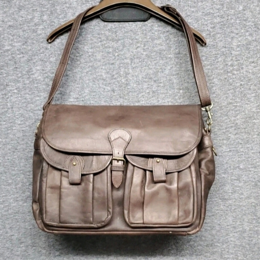 Gen Leather Briefcase Attaché Bag W/Adj Strap Arrow 1897 Crossbody Satchel Tote